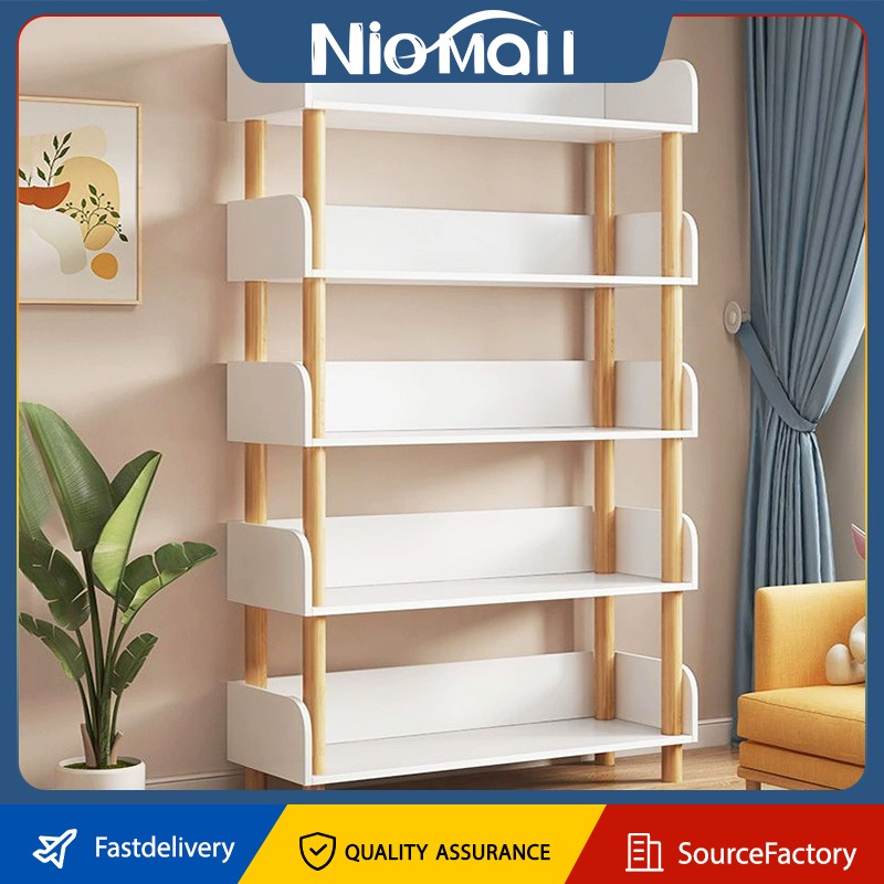 Wooden Book Shelf Storage Organizer 2-6 Layers Height Storage Rack ...