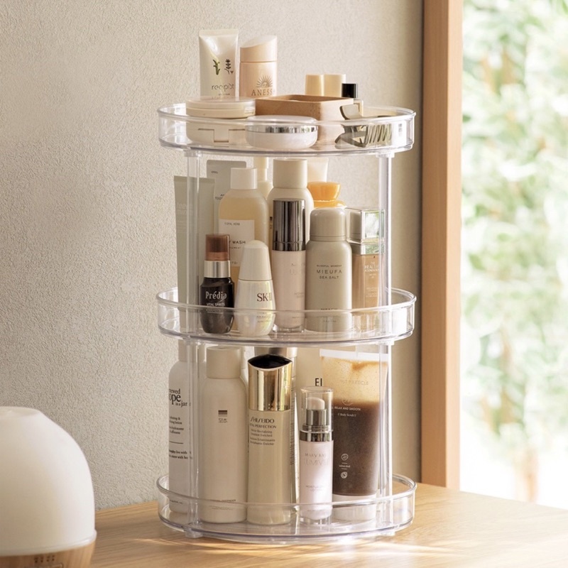 Cosmetic storage rack holder desk organizer desktop finishing rotating ...