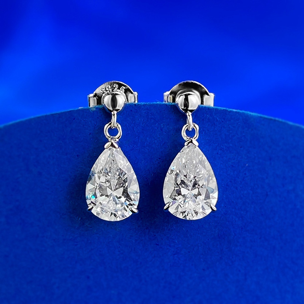 S925 Sterling Silver Gold-Plating Earring Fashion High Carbon Diamond Water  Droplet Woman Party Jewelry Gift