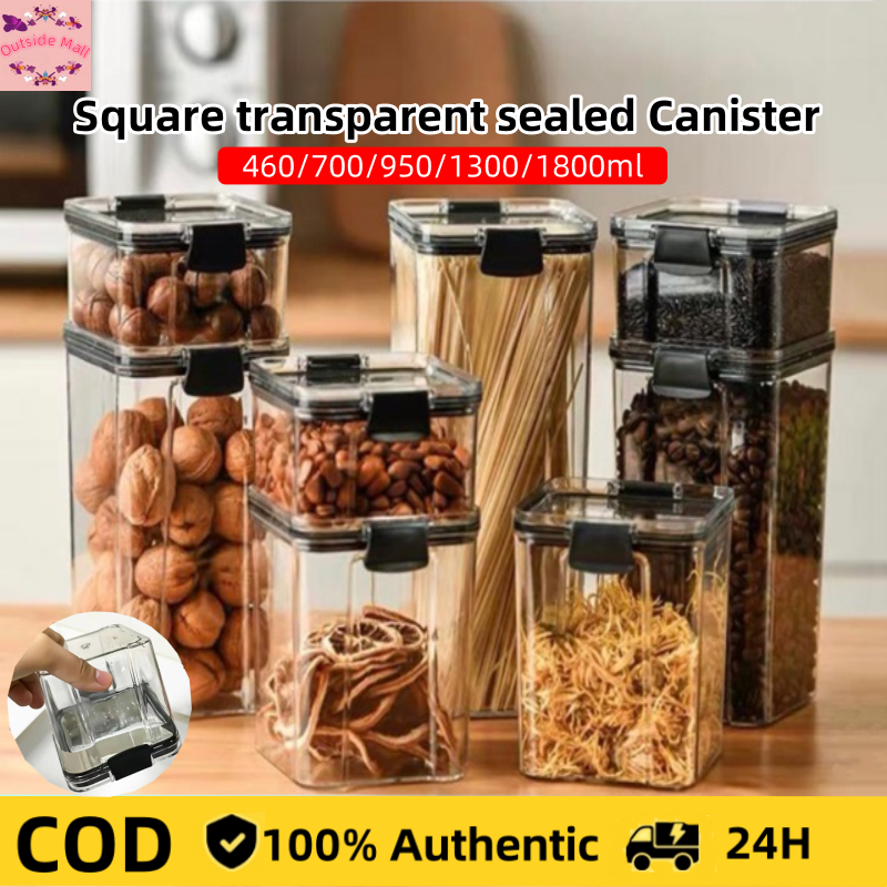 Square transparent Seal Storage Tank Airtight Food Container Food Fresh ...