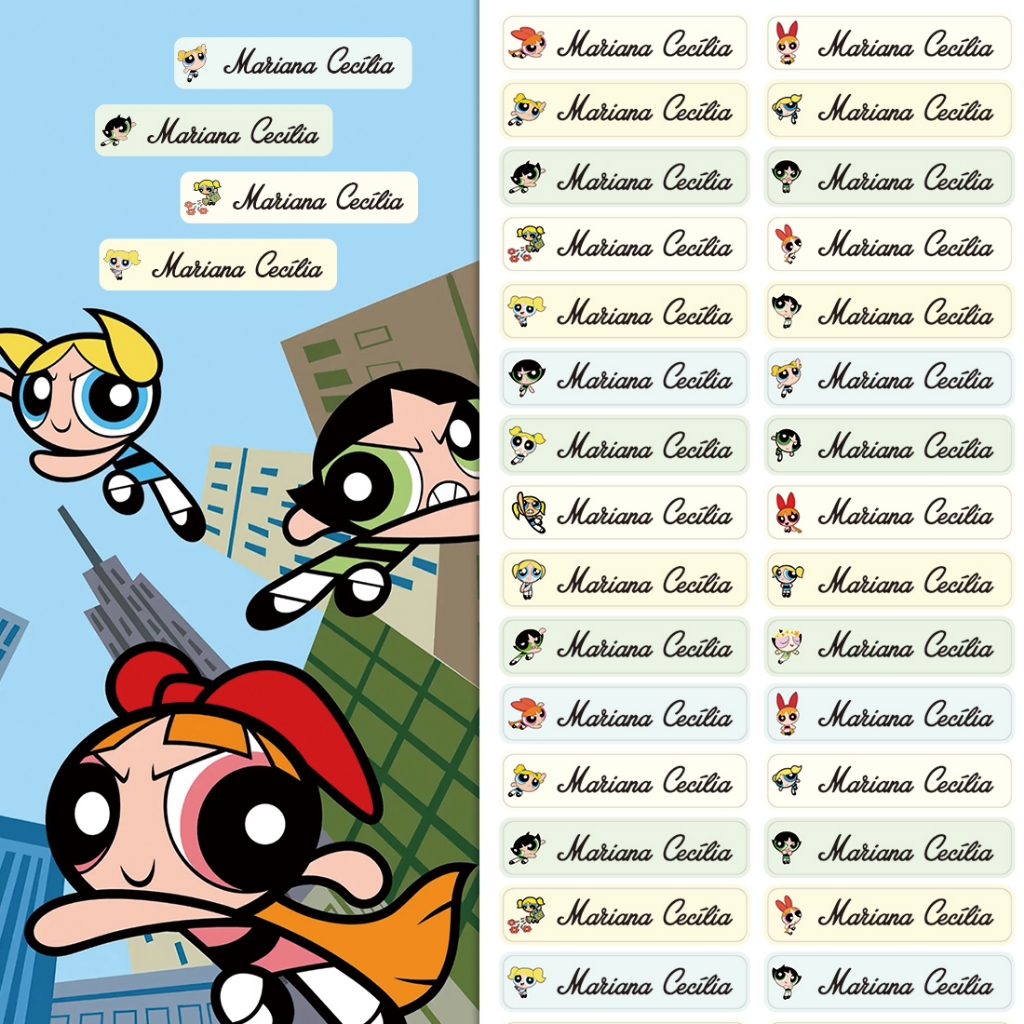 84pcs cartoon The Powerpuff Girls pattern labels, custom name children ...