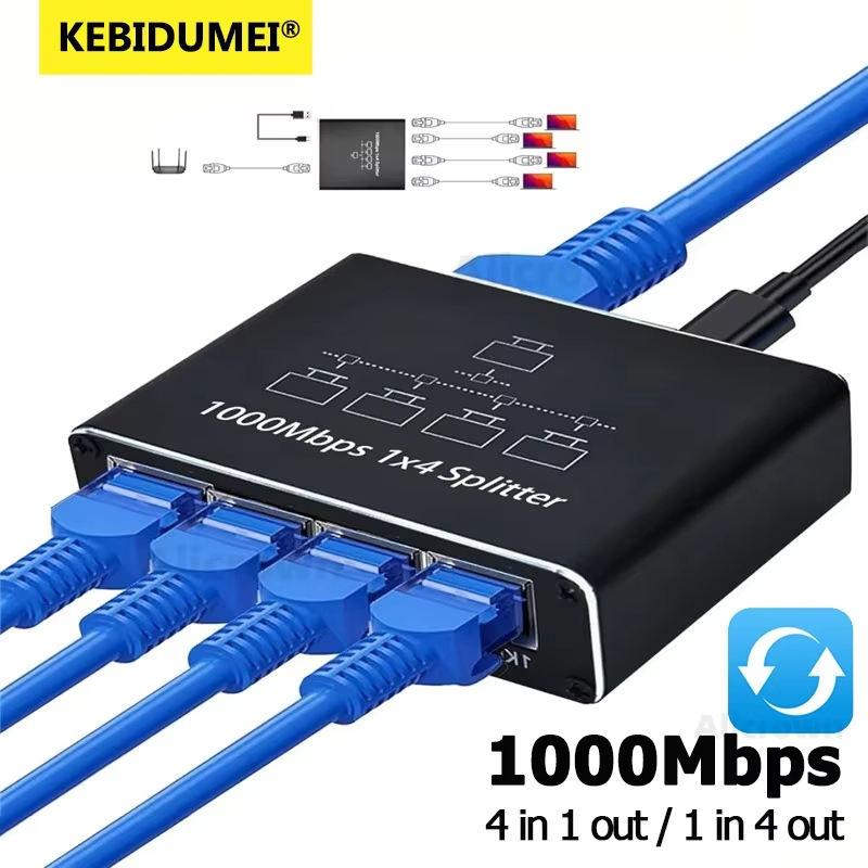 1000Mbps Ethernet Splitter 1 to 3/4 Network Extension RJ45 LAN Internet ...