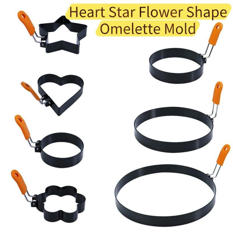 [Qianbaidu] Heart/Star Egg Ring Mold - Non-Stick Stainless Steel Pancake/Egg Shaper, Breakfast Maker