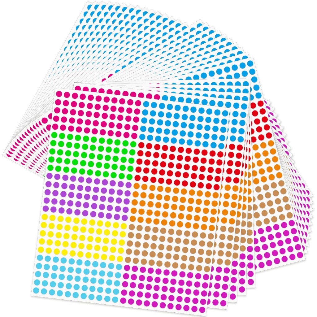 16500 Pcs 1/4 Inch /6mm Round Color Coding Label Sticker 10 Assorted ...