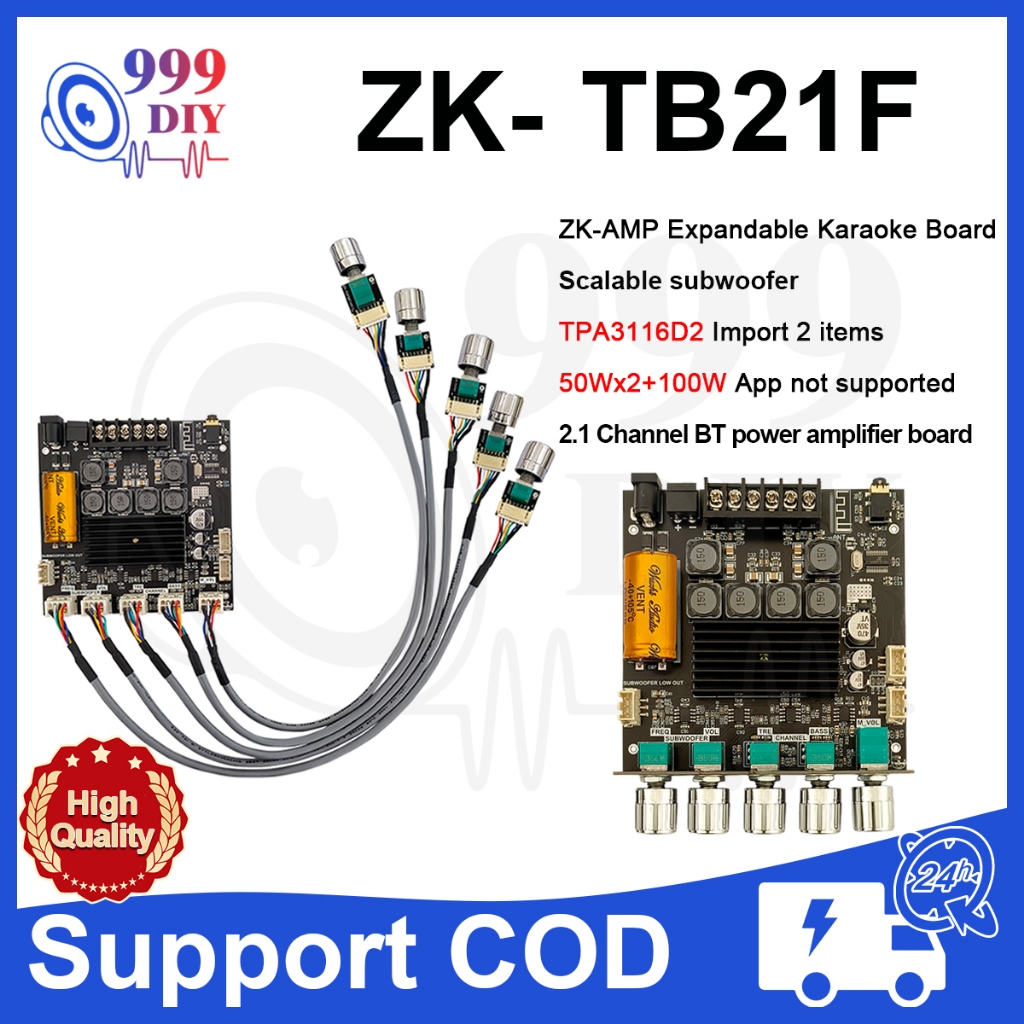999DIY ZK TB21F 2.1 Channel Bluetooth Amplifier Board High Power 50Wx2 ...