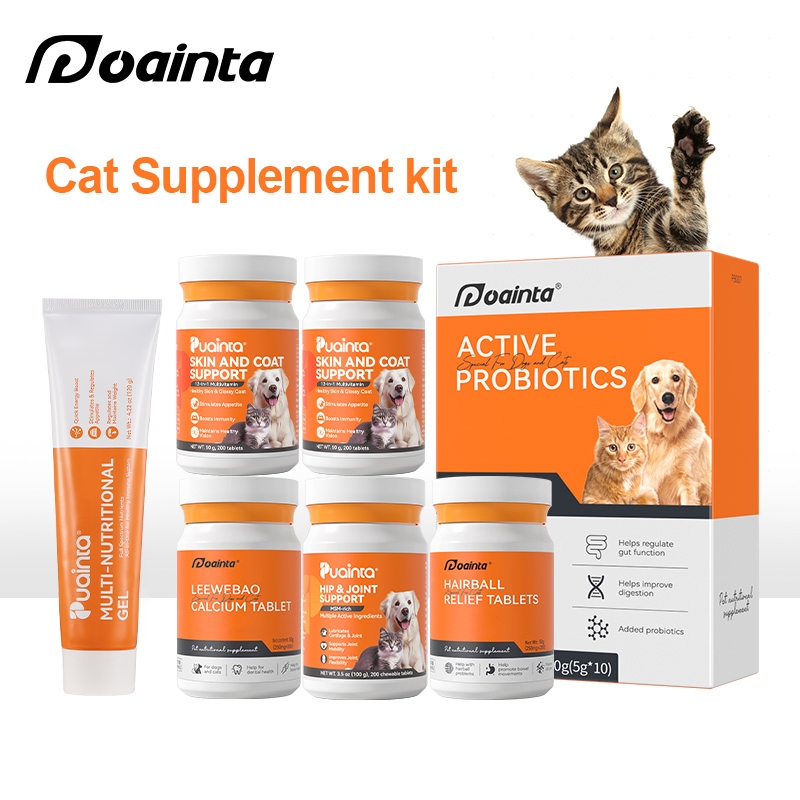 PUAINTA Cat Supplement Set Cat vitamin for Weight and Hair Improve ...