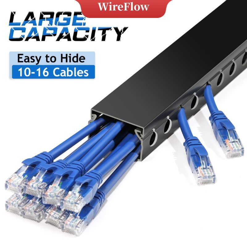 【Upgrade Style】Black Open Slot Wiring Raceway Duct, Under Desk Cord ...