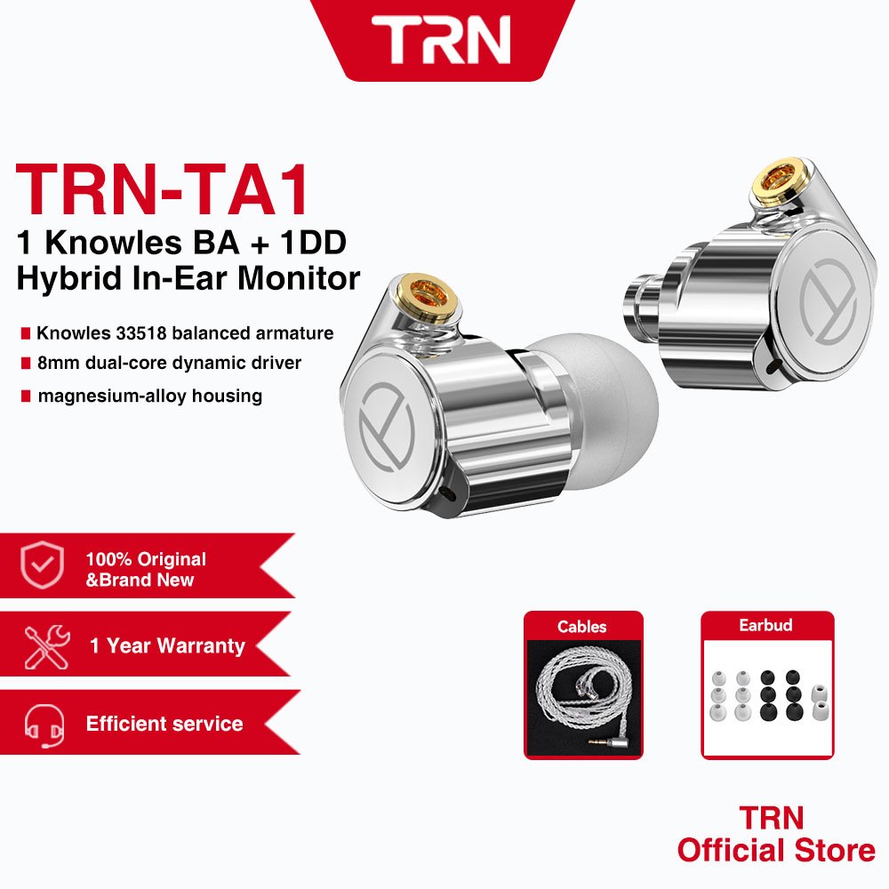 TRN TA1 In Ear Earphones 1BA+1DD Hybrid Dynamic With Noise Cancelling ...