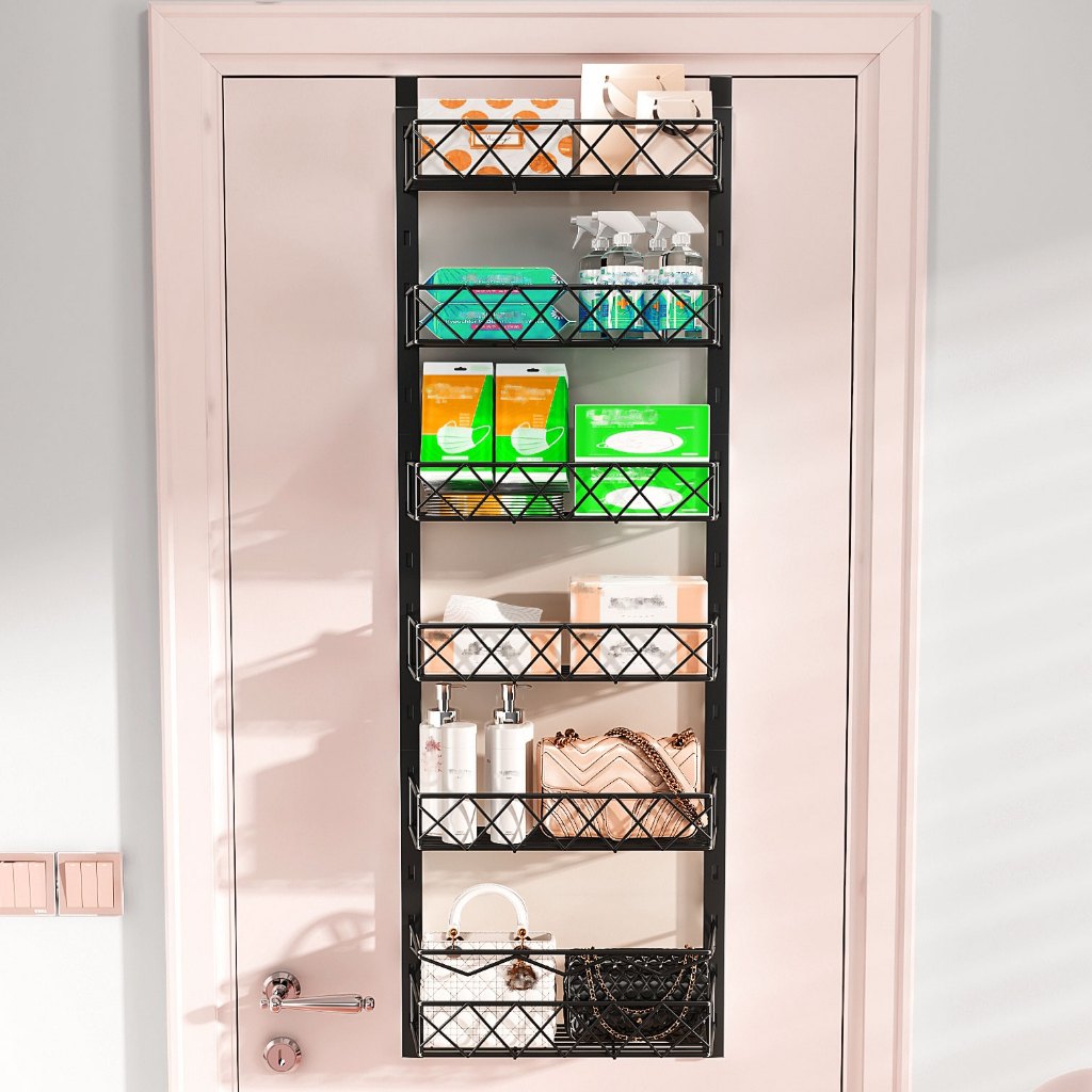 3/6/8 Layer Wall Mounted Kitchen Storage Rack Heavy Duty Behind Door ...