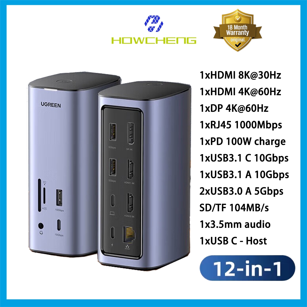 UGREEN 12-IN-1 Docking Station USB C to 8K HDMI DisplayPort 