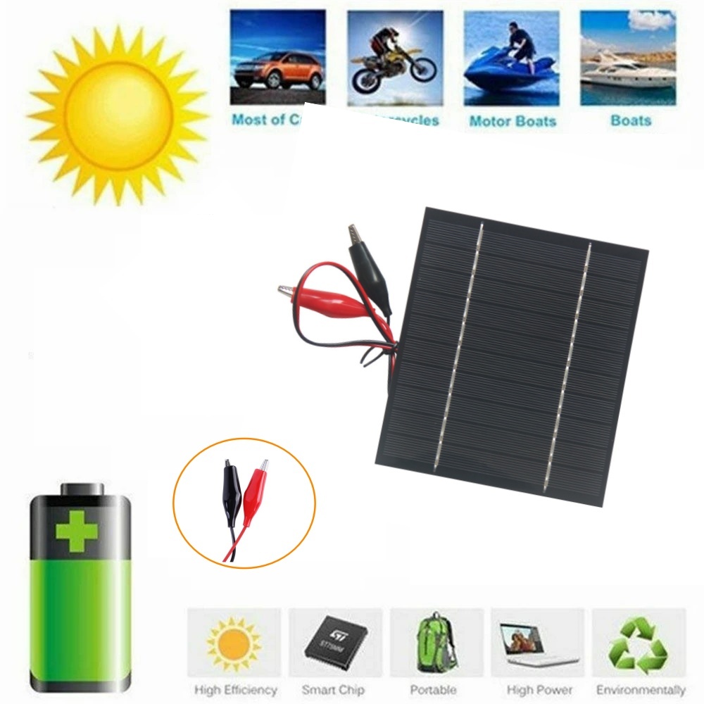 Solar Battery Panel, Outdoor Portable 4W 5V Polysilicon Solar Panel Outdoor Zonnepaneel Vervanging met DC-interface Opladen 3.7V Batterij Garden Light Andere wandel- en kampeeruitrusting