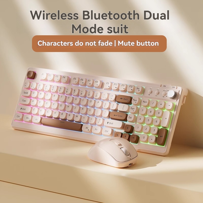 Silent Membrane wireless Keyboard & Mouse Set 98% Compact Layout with ...