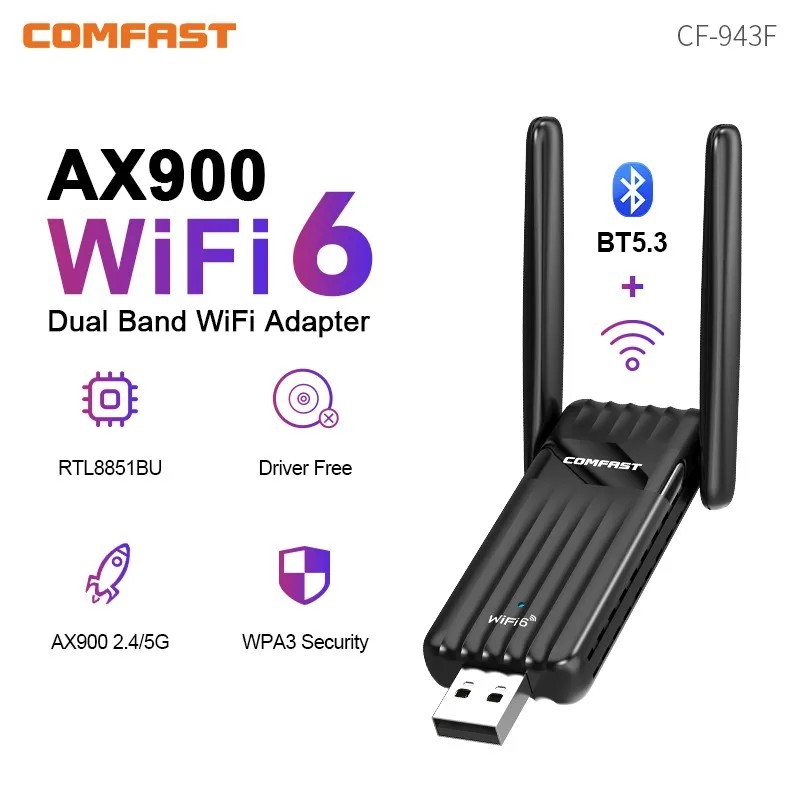 COMFAST AX900 WiFi 6 Bluetooth Adapter 2.4G&5GHz 900Mbps WPA3 WiFi ...