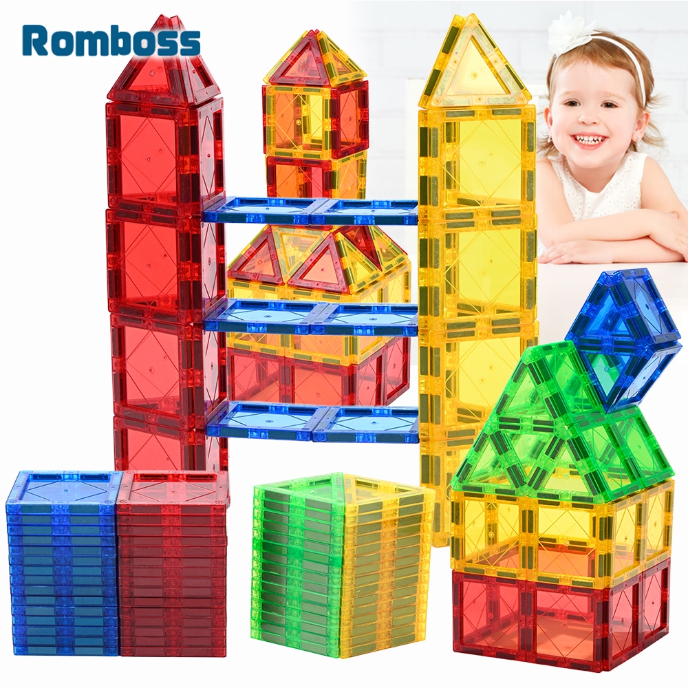 Romboss 60PCS 6.5CM Magnetic tiles for Kids DIY Educational Toys ...