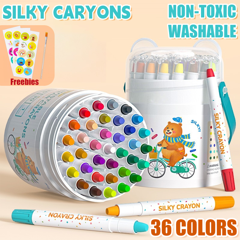 Washable Non-Toxic Kids Crayons 36 Colors Twistable Plastic Drawing Set ...