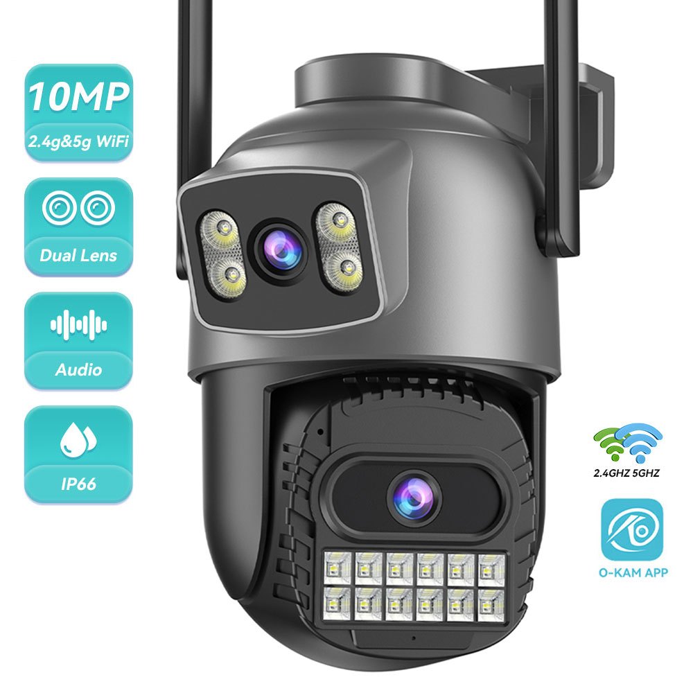 Hamrol 5G&2.4GHZ 10MP Dual Lens PTZ WiFi Camera Outdoor Home Security ...