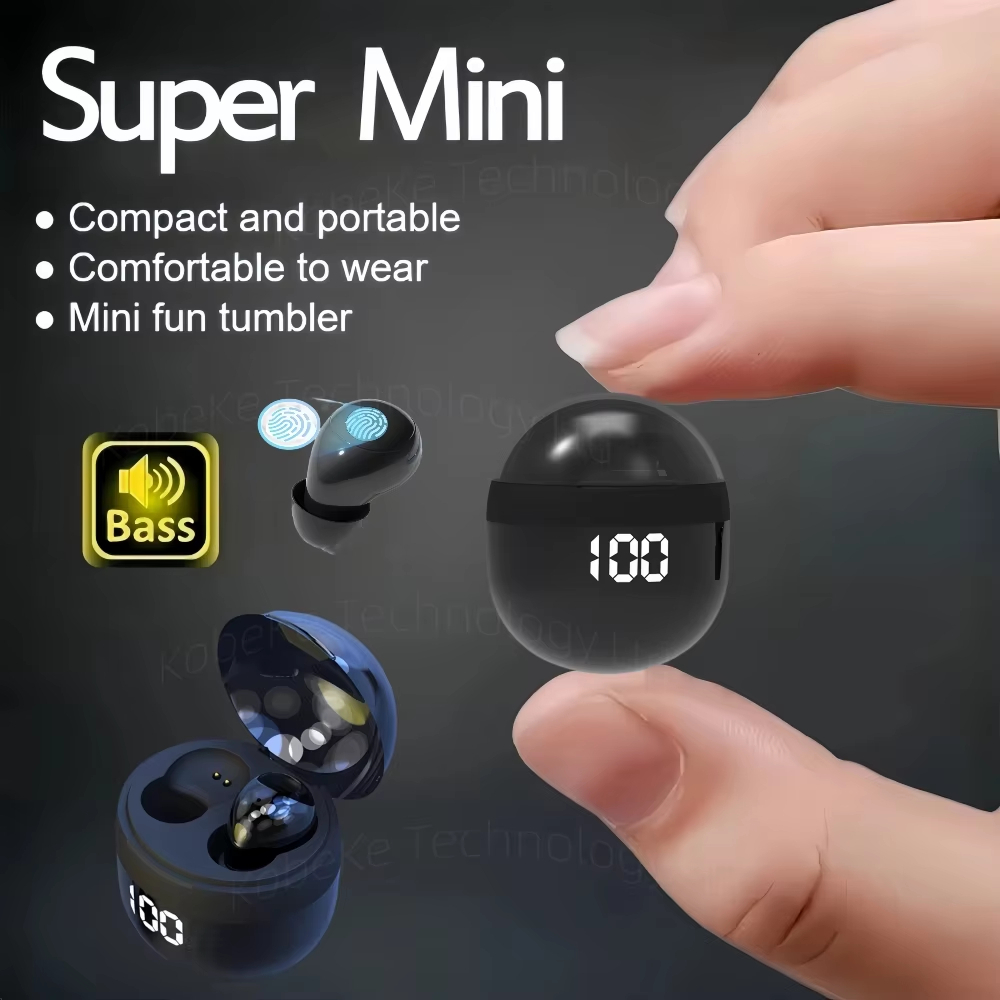 Ultra Small Mini Bluetooth 5.3 Headset Digital Display Wireless Touch ...