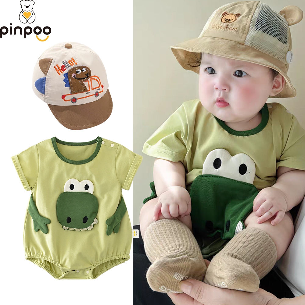 Pinpoo Newborn Baby Light Green Dinosaur Cute Romper Kids Cartoon