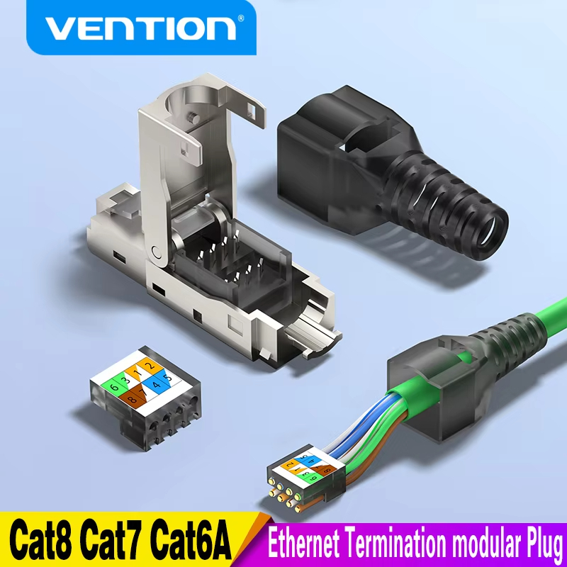 Vention RJ45 Cat8 Cat7 Cat6A Connectors Tool-Free Reusable Ethernet ...