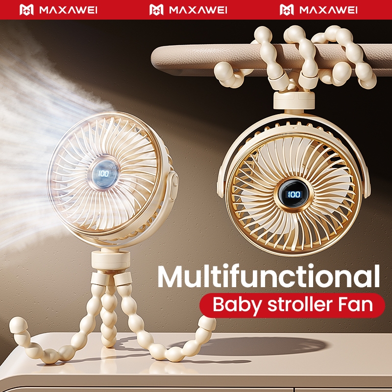 MAXAWEI Stroller Fan Quiet Operation Baby fan Anti Pinch 5 Speeds ...