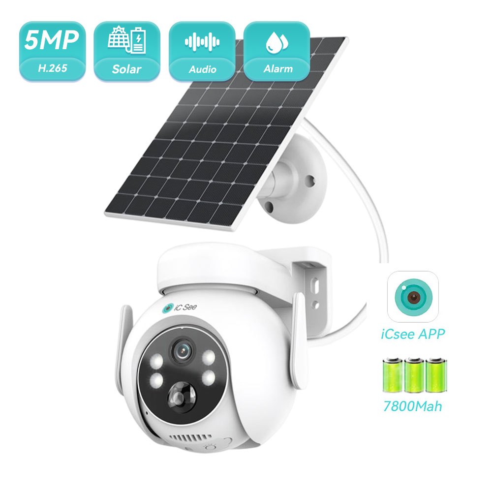 Hamrol 5MP PTZ WiFI Solar Battery IP Camera Low Power Outdoor Waterproof 4X  Zoom Security CCTV
