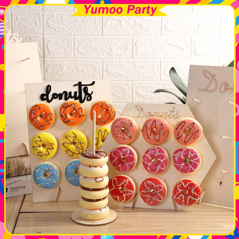 Display Rack Wooden Donut Wall Bracket Donut Rack For Parties Birthdays ...