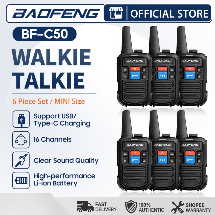 Baofeng C50 Set Of 6 UHF 400-480MHZ Two-Way Radio 5w Long Range Walkie ...