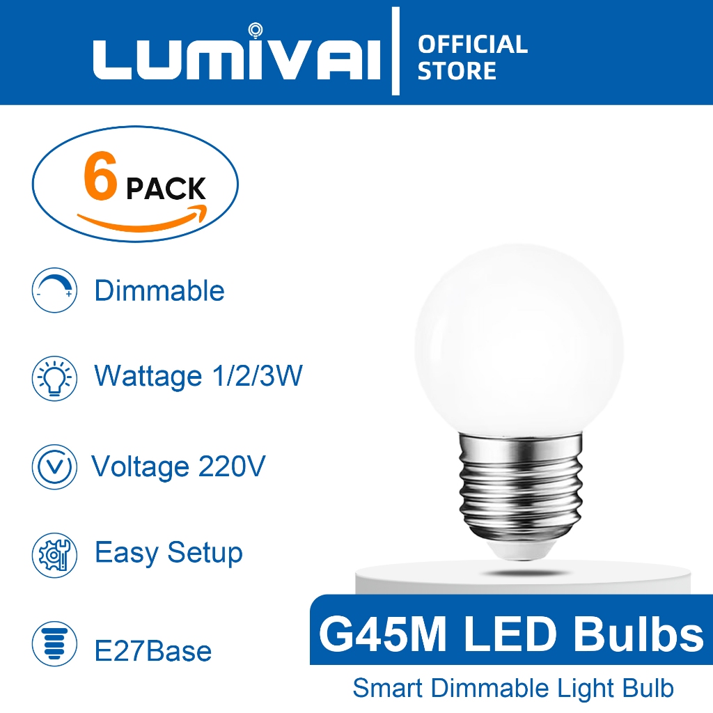 6 Packs LED Bulb 1W 2W 3W Mini Round Bulb e27 220V Mini Plastic Holiday ...