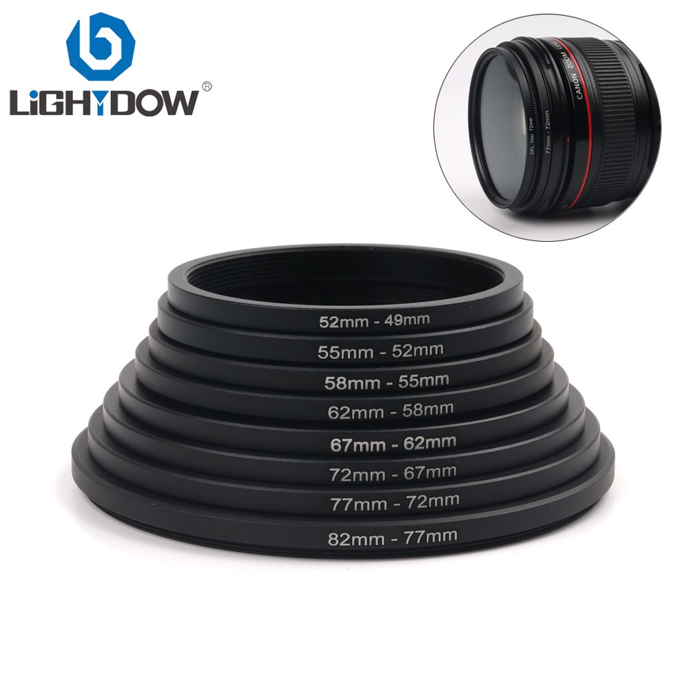 Lightdow Metal Reverse Filter Adapter Rings 82/77/72/67/62/58/55/52 ...