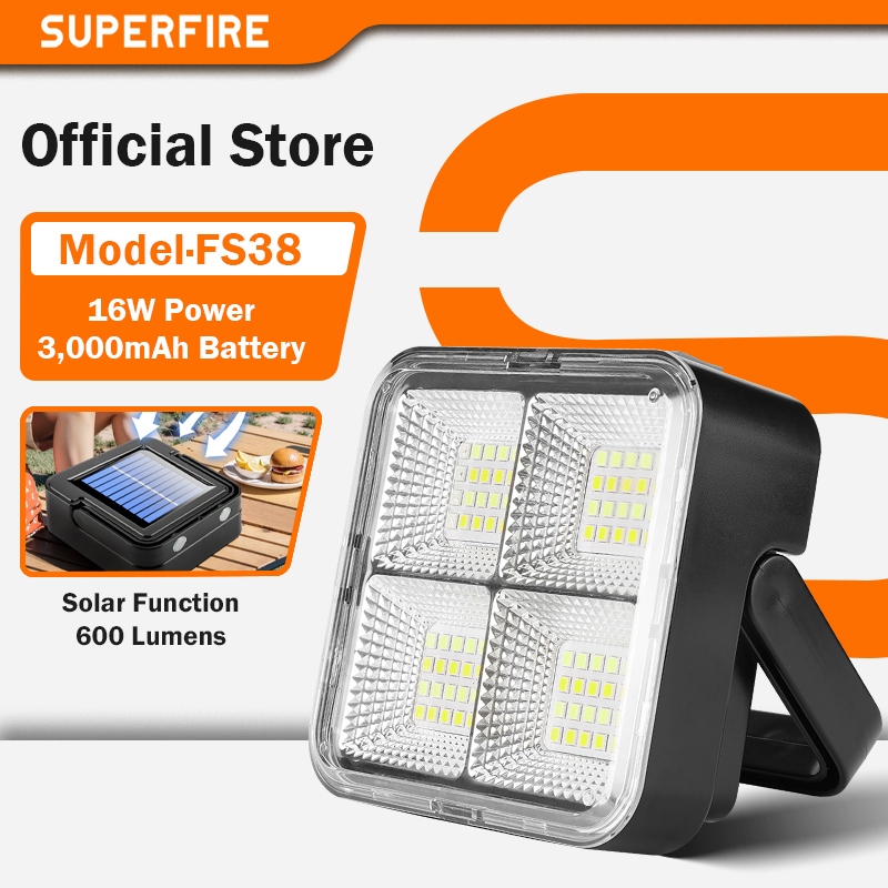 Superfire Fs38 16w Solar Camping Lights Outdoor With Hook Ip54