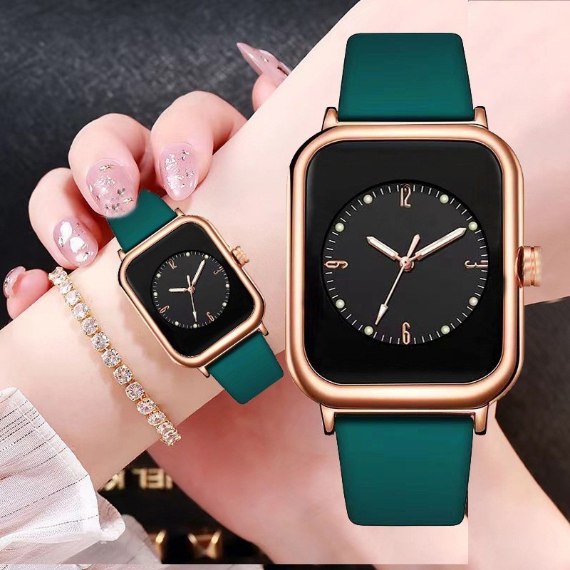 Art Square Glow Quartz Watch Net Red Fashion Colorful Silicone Small ...