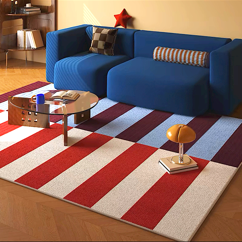 Carpet living room,crystal velvet,Simple retro color block patchwork ...
