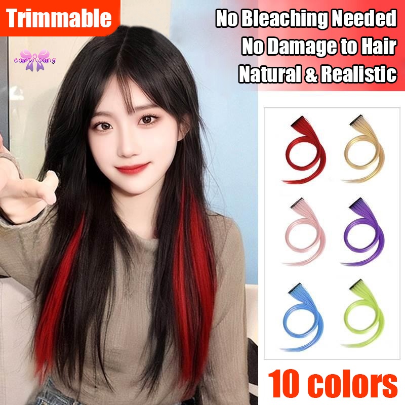 Change hair color in 1s Highlight Wigs Seamless Hair Extension Colorful ...