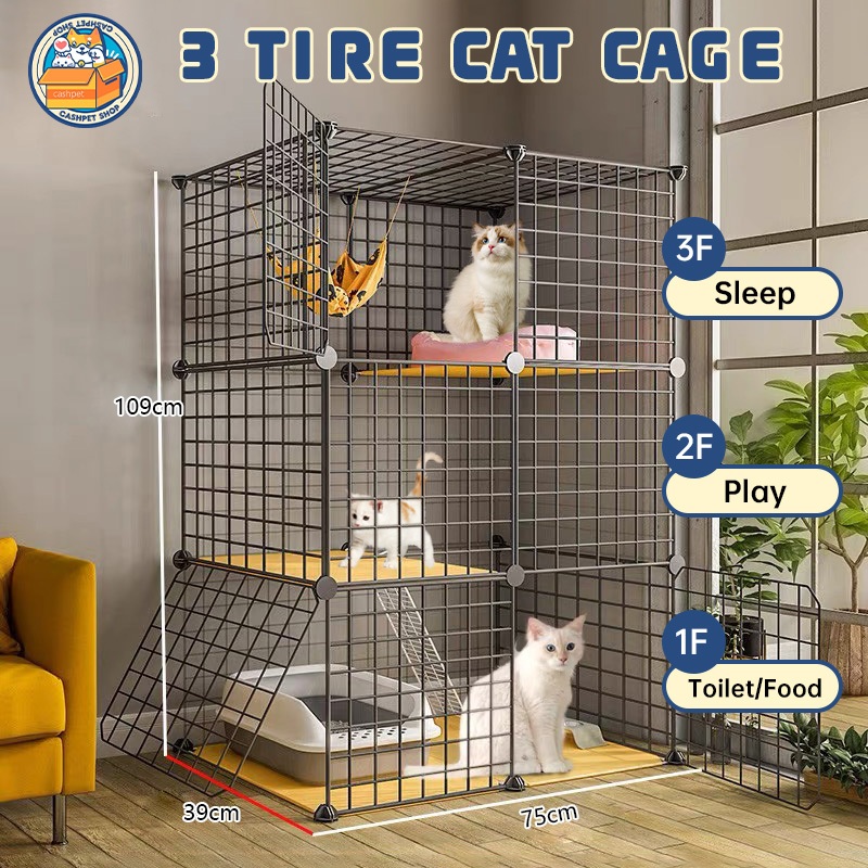 DIY Foldable 3 Stackable Cat cage Pet House Cage For Cat Dog Cat Rabbit ...