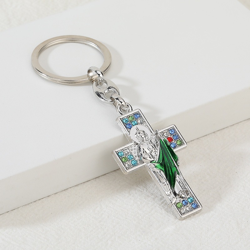 St. Jude Keychain Catholic 2pc - Patron Saint of Hope Cross Protection ...