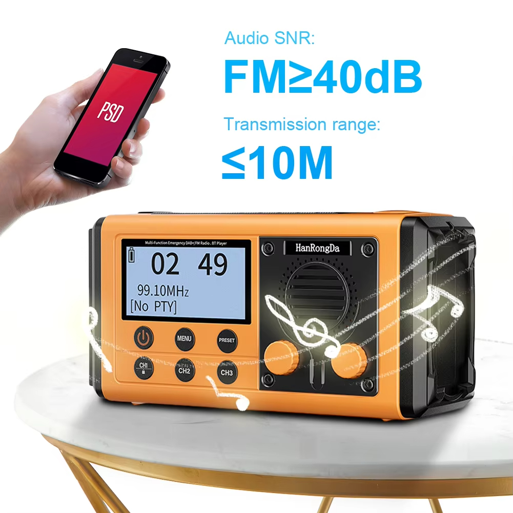 Outdoor IPX6 Solar Radio With Speaker DAB FM Receiver Solar/Hand Crank ...