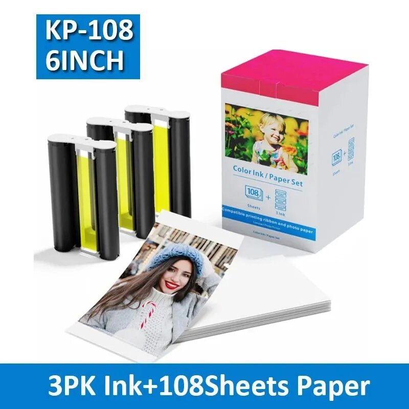 KP-108IN Compatible Canon Selphy CP1300 CP1500 KP-108 3 ink cartridges ...