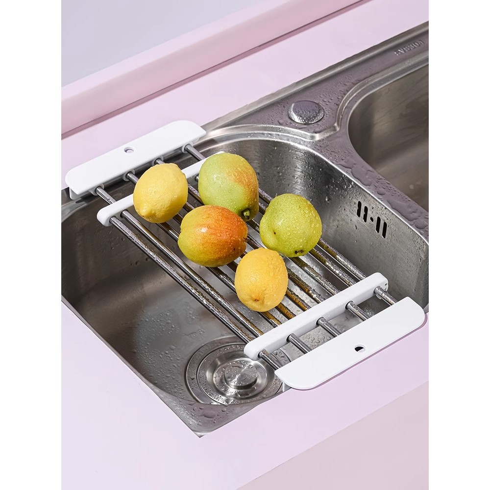 Stainless steel drain rack and retractable sink rack are used for ...