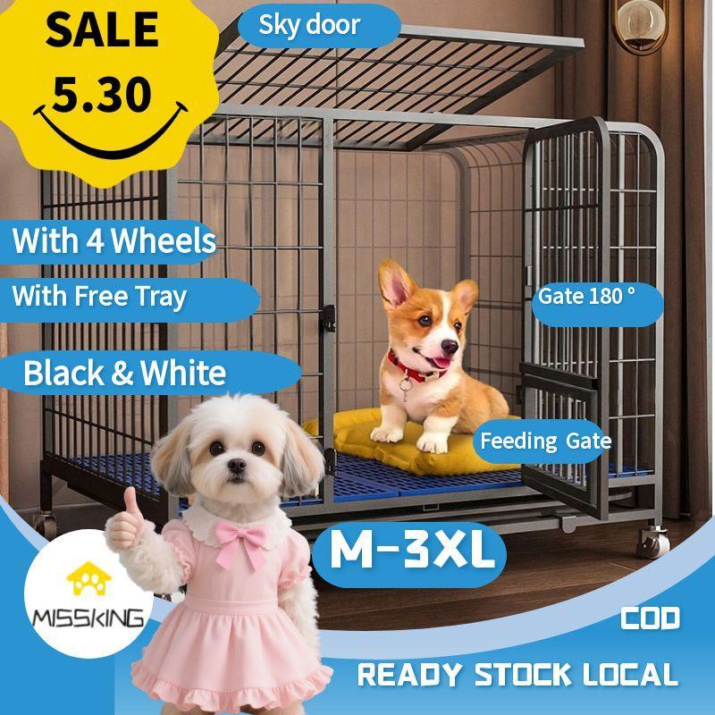 Heavy Duty Pet Cage Dog Cage indoor Large Metal Stainless Dog House With  Wheels Dog Cage for Shih Tzu with Poop Tray