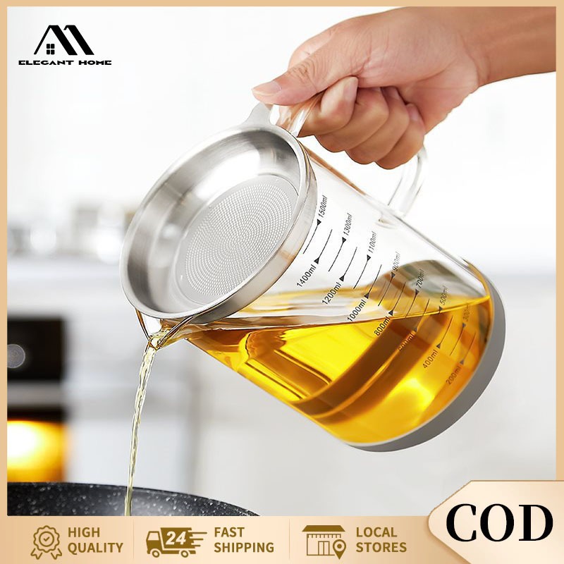 Glass Oil Filter Pot Container Oil Separator Fine Mesh Strainer Tank ...