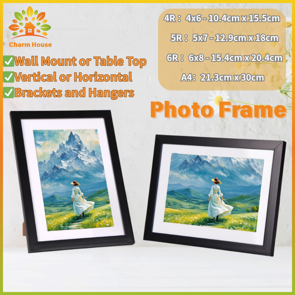 Picture Frame Wall Decor Photo Frame Home Decor 4R/5R/6R/A4 with White ...