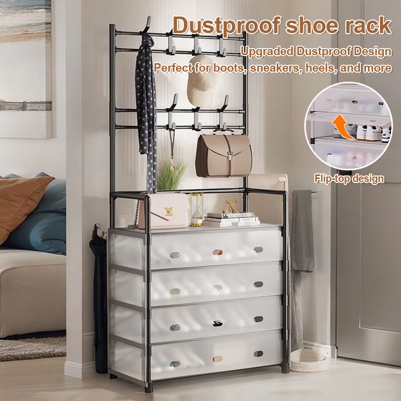 4/5/6/7 Tier Foldable Shoe Rack Organizer Dustproof Shoe Storage Rack ...