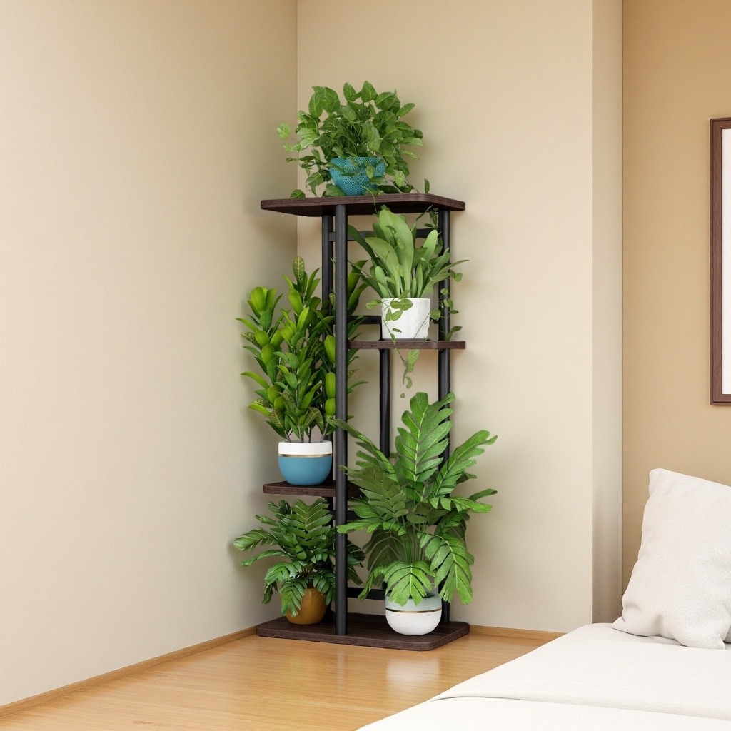 Flower rack 4-layer plant rack metal flower rack can place a variety of ...