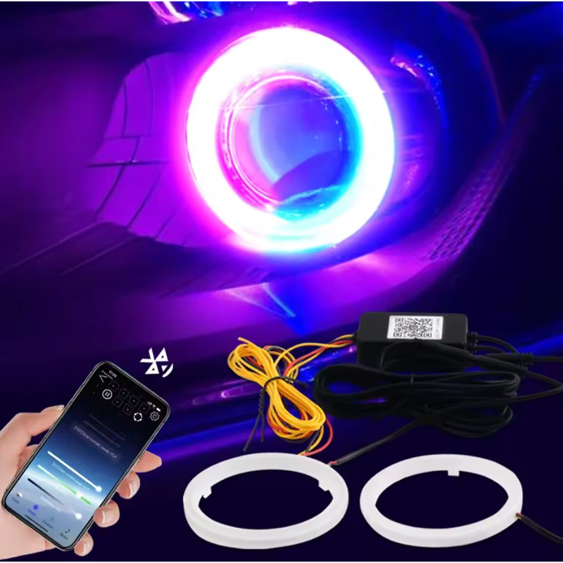 2PCS RGB Cotton LED Angel Eyes Halo Ring for Car 60/70/80/90/95/100/110 ...