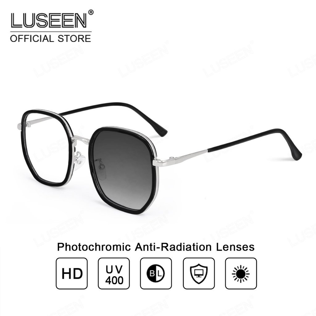 LUSEEN Eyewear Anti Rad And Photochromic Round Frame Glasses For Men ...