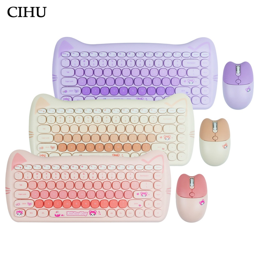 CIHU Wireless Keyboard And Mouse Set 2.4G Connection Quiet Voice Plug ...