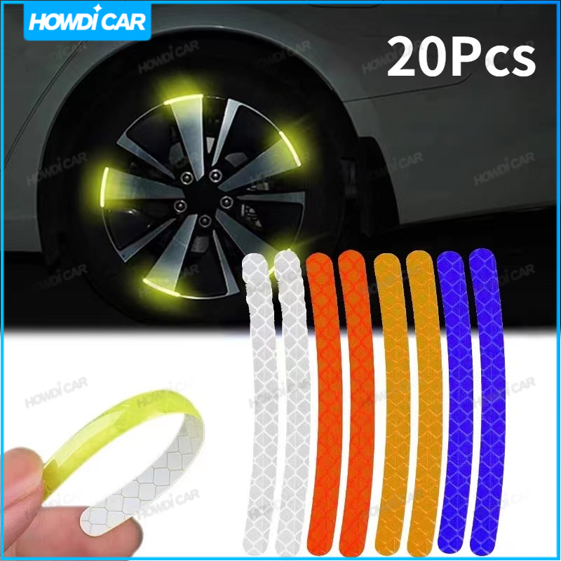 20Pcs Car Wheel Hub Reflective Sticker Tire Rim Luminous Stickers ...