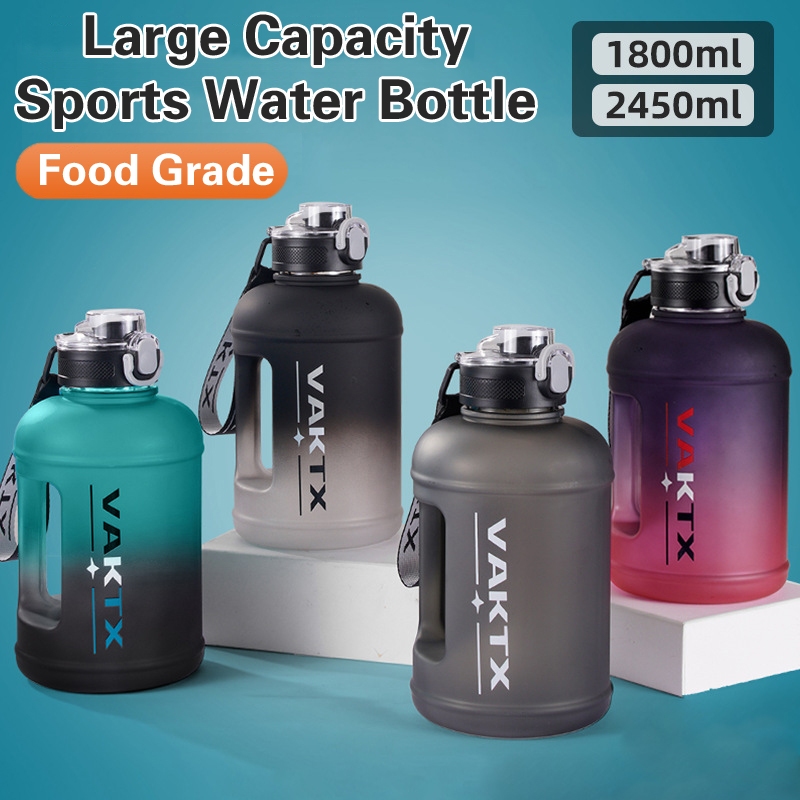 [Qianbaidu] Large Capacity Sports Water Bottle, Food Grade Bpa Free with Straw/Strap for Gym/Outdoor