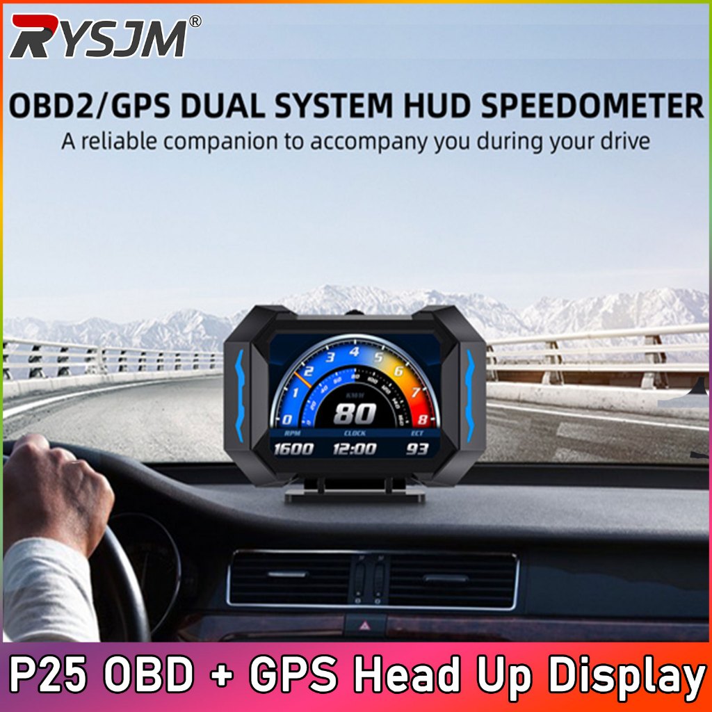 P25 Car OBD+GPS OBD2 Meter Digital Scanner Alarm Speed Gauge Display ...