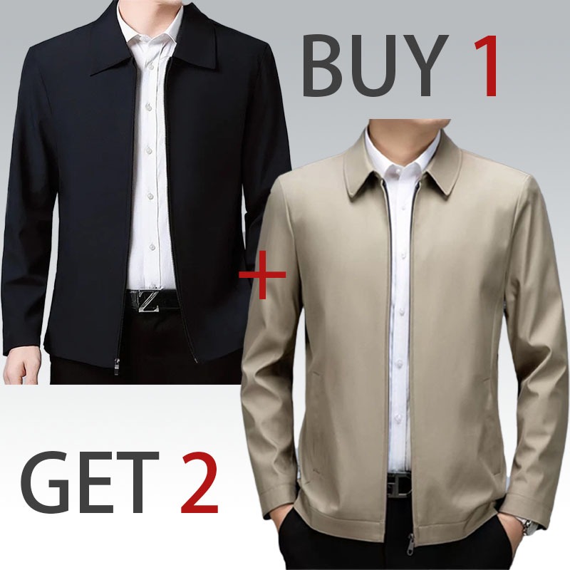 AS 【BUY 1 TAKE 1】Bomber Jacket for Men with Zipper and Pockets Polo ...